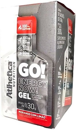 Go! Energy Now Gel - 10 Sachês de 30g Morango com Limão- Atlhetica Nutrition
