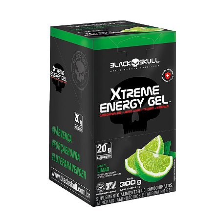 Xtreme Energy Gel Limão (Sachê de 30g) - Black Skull- Caixa com 10un