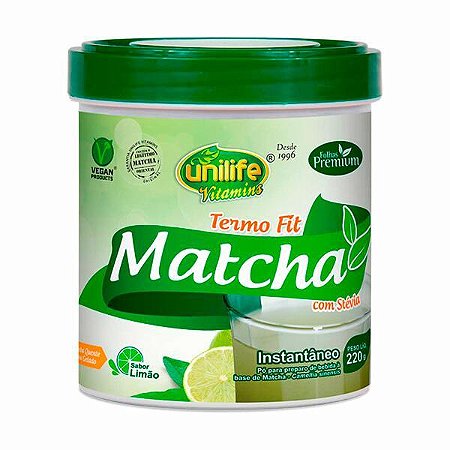 Matcha Solúvel com Stevia 220G Sabor Limão - Unilife
