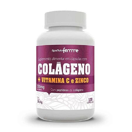 Colágeno + Vitamina C + Zinco 330 mg 120 Cápsulas | Apisnutri