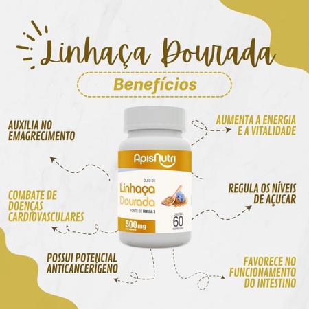 Óleo De Linhaça Dourada 1000mg 60 Cáps | ApisNutri