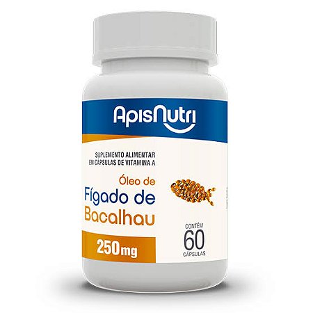 Óleo De Fígado De Bacalhau 250mg 60 Cápsulas | Apisnutri