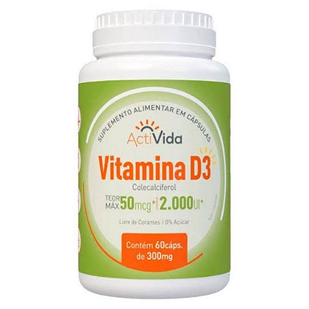 Vitamina D3 2000UI  60 Cápsulas  - ActiVida