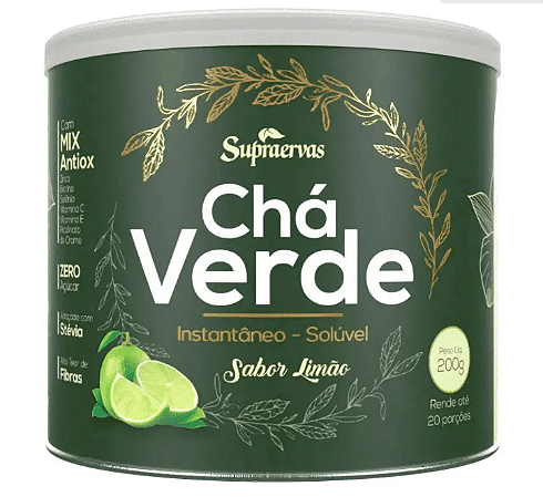 Chá Verde 200g Sabor Limão - Supraervas