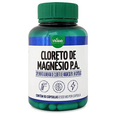 Cloreto de Magnésio P.A 500mg 60 Cápsulas - Vitalab