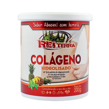 Colágeno Solúvel em Pó 200g Sabor Abacaxi e Hortelã - Rei Terra