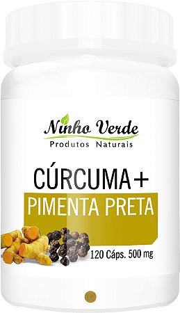 Cúrcuma com Pimenta Preta 500mg  120 Cápsulas  - Ninho Verde