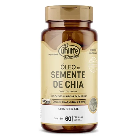 Óleo de Semente de Chia 500mg com 60 Cápsulas - Unilife