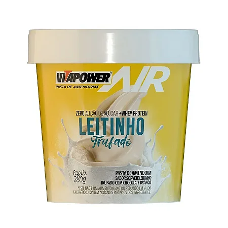 Pasta de Amendoim Zero Açúcar + Whey Protein - Leitinho Trufado 280gr - Vitapower
