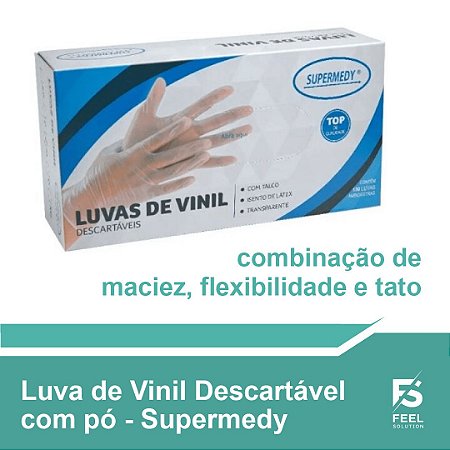 LUVAS DE VINIL DESCARTÁVEIS COM TALCO - SUPERMEDY