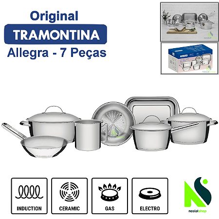 Jogo de Panelas Tramontina Solar ou Allegra 5, 6 ou 7 Peças Inox nobre
