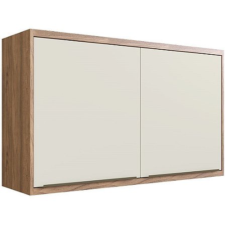 Aéreo Cozinha Modular 120 cm - 100% MDF Édez Une, 2 Portas, 1 Prateleira - Louro Freijó e Porta Off White