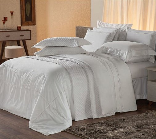 Jogo de Cama Premium Harmonious White Queen - 4 Peças