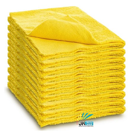 KIT COM 10 PANOS DE MICROFIBRA CORTE LASER AMARELO 40X60CM - DETAILER/ MANDALA