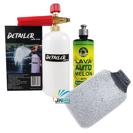 KIT SNOW FOAM DETAILER + MELON 500ML E LUVA DE MICORFIBRA DETAILER