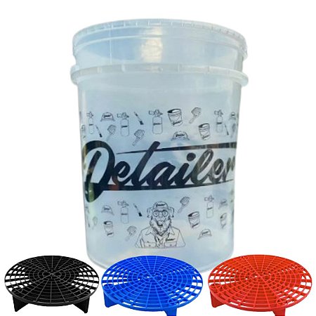 BALDE TRANSPARENTE  PARA LAVAGEM COM  GRELHA – DETAILER/ MANDALA