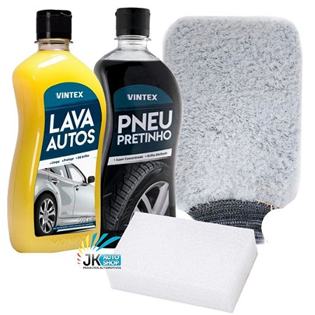 KIT LAVAGEM SIMPLES - LAVA AUTOS E PNEU PRETINHO VONIXX + ACESSÓRIOS