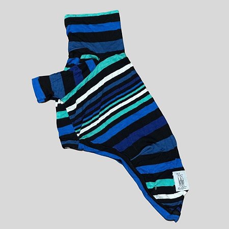 CAMISETA DE GALGO ITALIANO LISTRA AZUL E PRETO PE