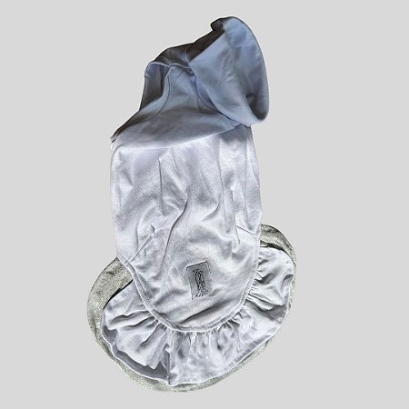 VESTIDO DE GALGO ANO NOVO GOLA BRANCA BABADO DUPLO BRANCO PE