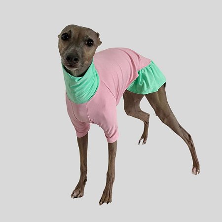 VESTIDO DE GALGO ITALIANO UV ROSA E VERDE