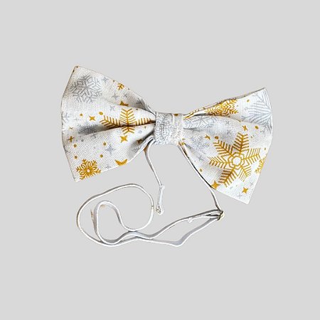 GRAVATA DE GALGO BORBOLETA BRANCO DOURADO PE