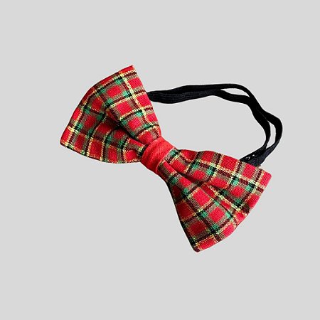 GRAVATA DE GALGO ITALIANO BORBOLETA XADREX VERMELHO PE