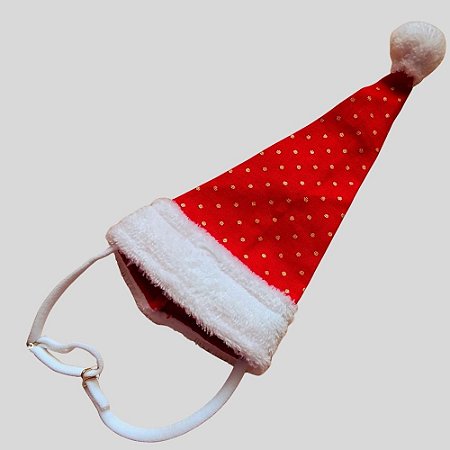 GORRO DE GALGO NATAL VERMELHO POA DOURADO