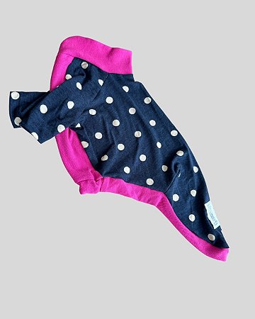 CAMISETA DE GALGO ALGODY MARINHO E PINK POA PE