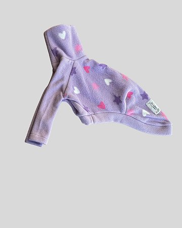 BLUSA DE GALGO CUDDLE LILAS E CORAÇÃO PE
