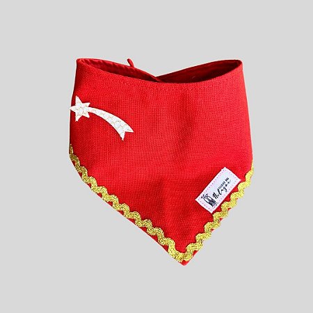 BANDANA DE GALGO NATAL VERMELHO ESTRELA BRANCA