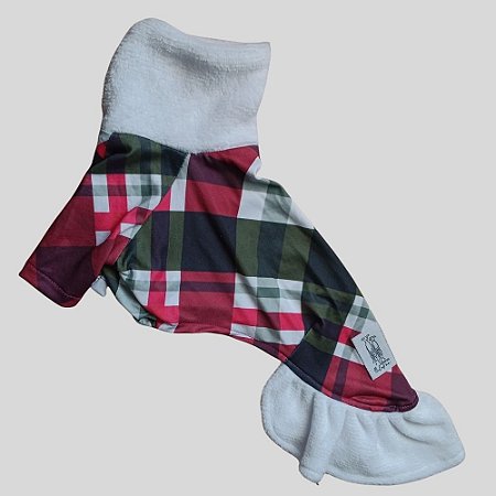 VESTIDO DE GALGO NATAL XADREZ VERDE VERMELHO E BRANCO