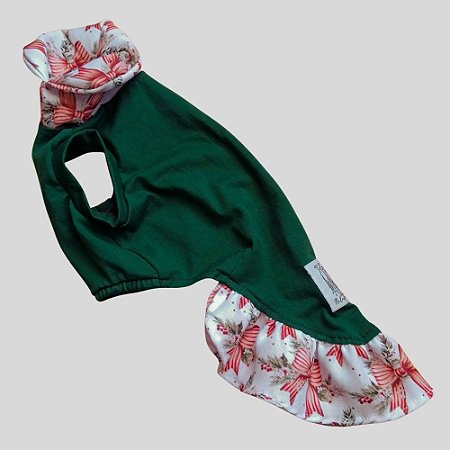 VESTIDO DE GALGO NATAL VERDE LAÇO