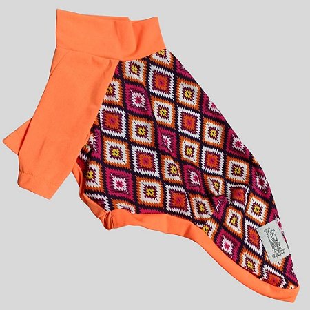 CAMISETA DE GALGO UV LARANJA NEON COM LOSANGO