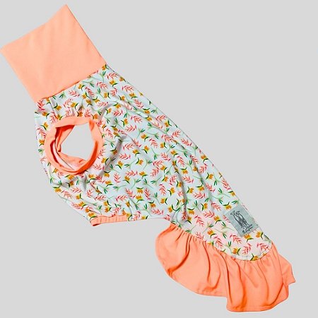 VESTIDO DE GALGO REGATA UV SALMAO ESTAMP FLORZINHAS