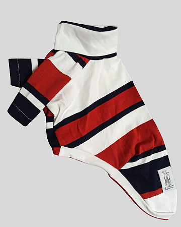 CAMISETA DE GALGO ALGODY POLO COOL COBRE BRANCO E MARINHO