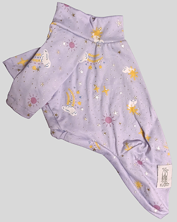 PIJAMA DE GALGO CAMISETA LUME LILAS STAR DOURADA