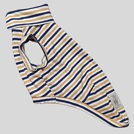 REGATA DE GALGO ALGODY POLO LINE MARINHO BRANCO E BEGE