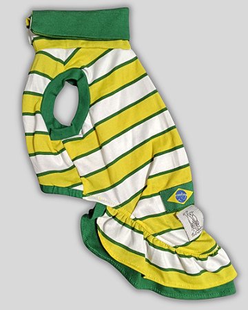 VESTIDO DE GALGO REGATA COPA POLO VERDE BRANCO E AMARELO