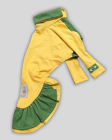 VESTIDO DE GALGO COPA POLO MANGA LONGA VERDE E AMARELO