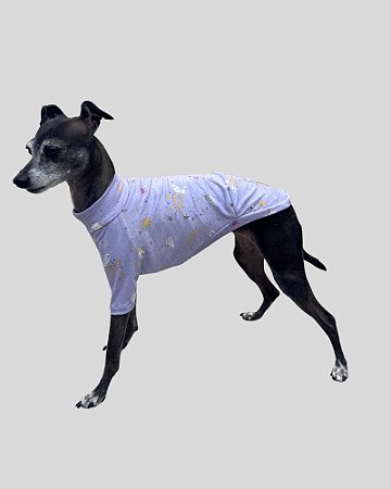 PIJAMA DE GALGO CAMISETA LUME LILAS NUVEM - sob encomenda