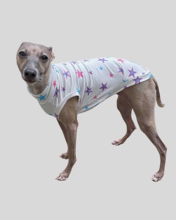 PIJAMA DE GALGO REGATA LUME BRANCO STAR – sob encomenda