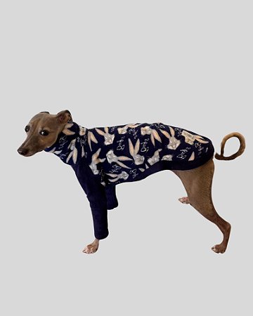 PIJAMA DE GALGO BLUSA PERNALONGA AZUL - sob encomenda
