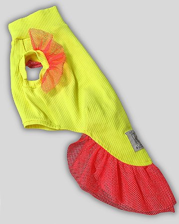 VESTIDO REGATA DE GALGO POLI DENSY CAN DONNA AMARELO NEON E PINK