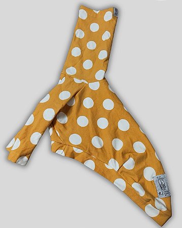 BLUSA DE GALGO MOLETA MOSTARDA BOLAS BRANCAS GIRA