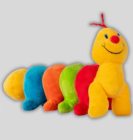 BRINQUEDO DE PELUCIA COM APITO CENTOPEIA COLORIDA
