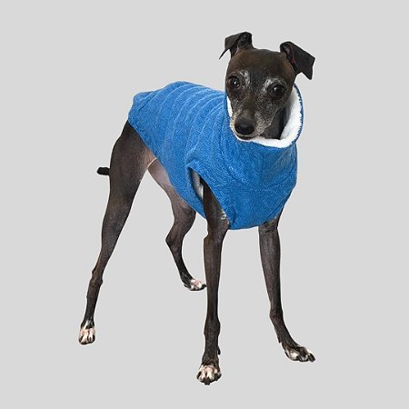 COLETE DE GALGO ITALIANO TRICO DUPLA FACE AZUL