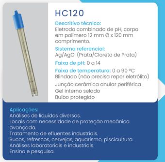 Eletrodo de pH Blindado HC120 - Plástico / Polímero