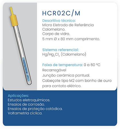 Micro Referência Hg2Cl2 Calomelano HCR02C/M