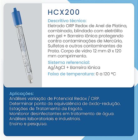 Eletrodo ORP Redox Barreira Iônica HCX 200