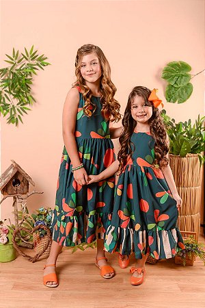 Vestido orange green